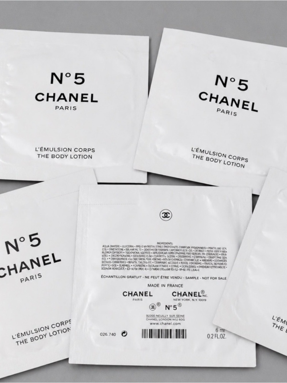 Chanel No 5 L’Emulsion Corps Body Lotion Sample Set 5 Pack